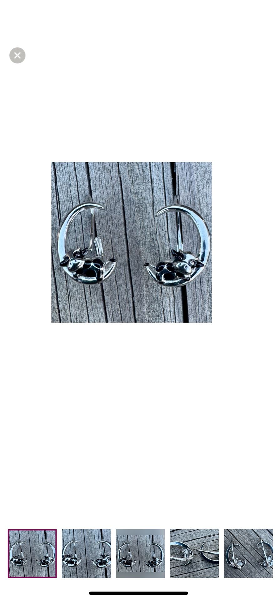Cow Moon 925 Sterling Silver Earrings