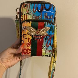 Colorful/Multicolor Graffiti Print Purse 
