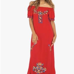 Back From Bali Womens Long Mexican Embroidered Dress