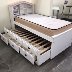 Twin Trundled Bed Frame Solid Wood New In The Box