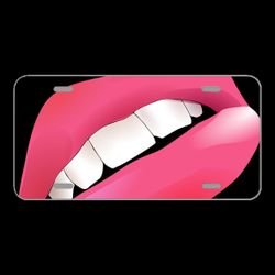 License Plate Novelty Car Front woman wearing pink lipstick ilustration