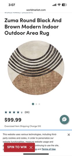 Round Black And Brown Modern Indoor Outdoor Area Rug - 5ft