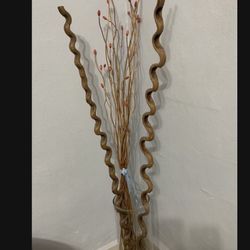 Búcaro De Cristal Grueso 20” Con Bambúes Y Suculenta Ornament 