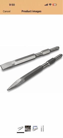 XtremepowerUS 5/8" Hex Shank Jack Hammer Chisel Set, 2-Piece 11" Point & Flat Demolition Chisel Bits, Heavy-Duty Heat-Treated Steel for Concrete, Bric