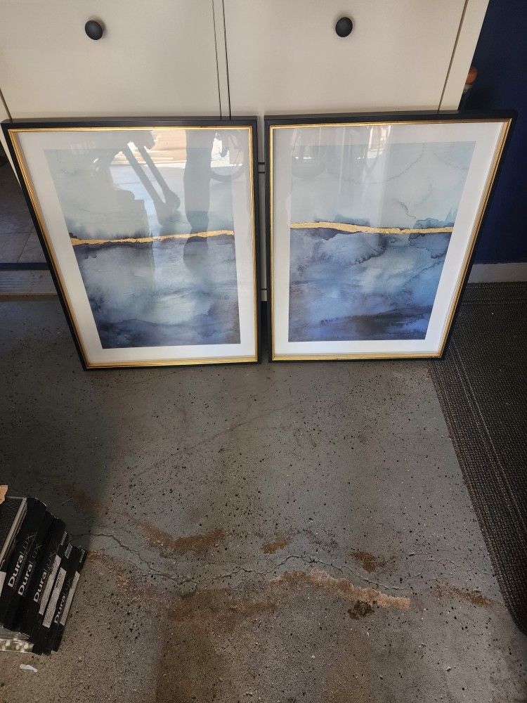2 Decorative Pictures In Black Frames