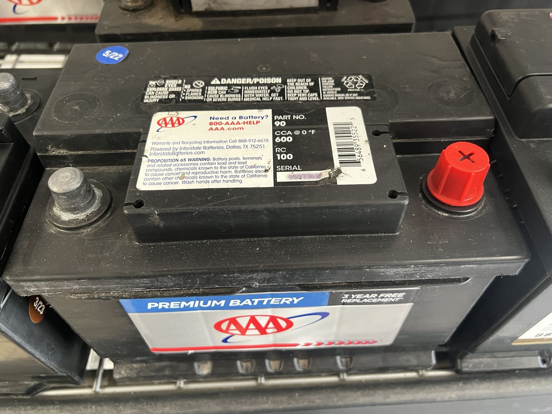 12V Car battery group 90 Used