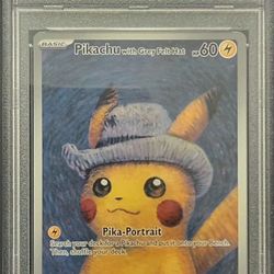 Pokemon Card Pikachu With Grey Felt Hat