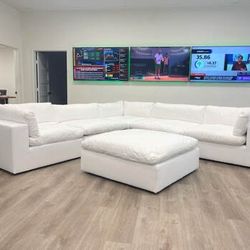XL CLOUD WHITE Sectional + Ottoman Set