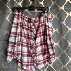 Rue 21 red plaid off shoulder medium woman shirt 