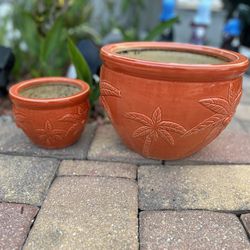 Set Of 2 Ceramic Flower Pots