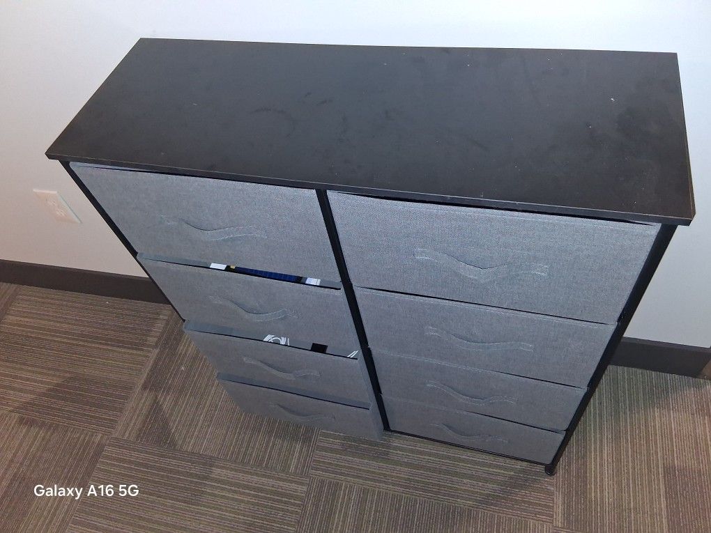 8-Drawer Farbic Dresser- Gray & Black
