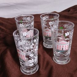 Vintage MCM Libbey Southern Belle & Plantation Glasses - Set of 4 Clear Mid-Century Tumblers