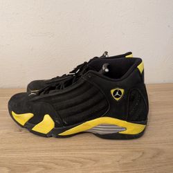 Nike Air Jordan 14 Men's Retro Thunder Shoes Size 11, Black/Yellow, 487471-070
