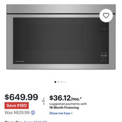 Brand New KitchenAid - 1.1 Cu. Ft. Over-the-Range Microwave with Flush Built-in Design and PrintShield Finish - Stainless Steel