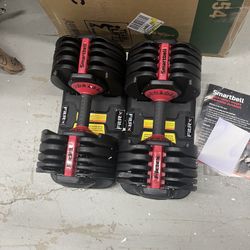 NEW - Set of 2 - FitRx 52.5lb SmartBell Adjustable Dumbbell Set with Quick-Select Weights