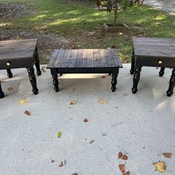 Set of 3 Upcycled Farmhouse Living Room Tables