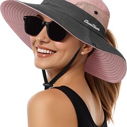 Womens Sun Hat - Sun Hats for Women with Ponytail Hole, Foldable Wide Brim Cooling Mesh Beach Fishing Hat for Outdoor ( please follow my page all bran