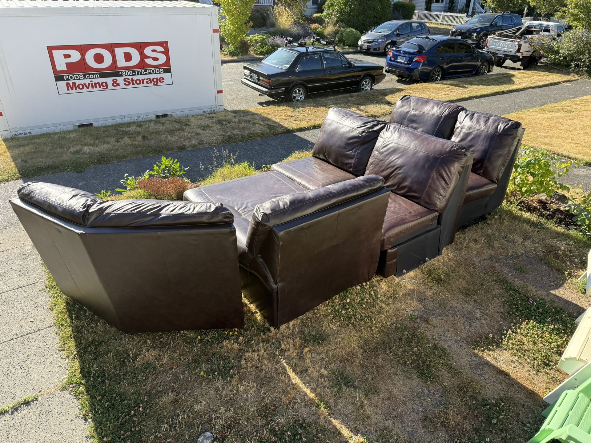 Large 4 Piece Leather Sectional Couch