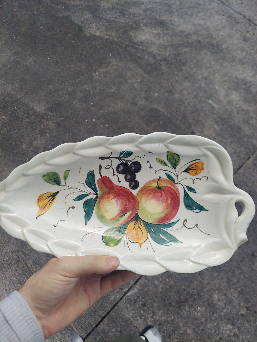 vintage made in italy apple and pear serving tray