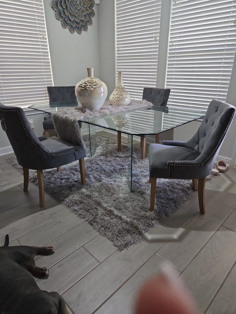 Solid Glass Dining Table