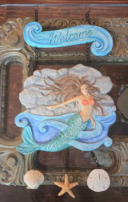 Heavy 3-Tier Mermaid "Welcome" Wall Hanging Sign
