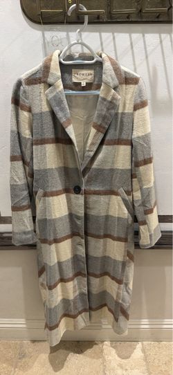 Promesa Plaid Wool-Blend Long Coat- size Small