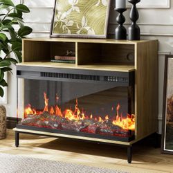 Electric Fireplace TV Stand Cabinet | 48” Modern Wood Entertainment Center