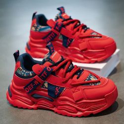 Fashionable And Festive Bright Red Men'S Shoes for Casual And Sporty Wear
