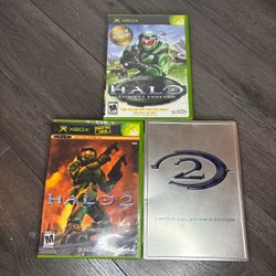 Halo Combat Evolved & Halo 2 Collectors Disc Microsoft Xbox Original 2 Game Lot
