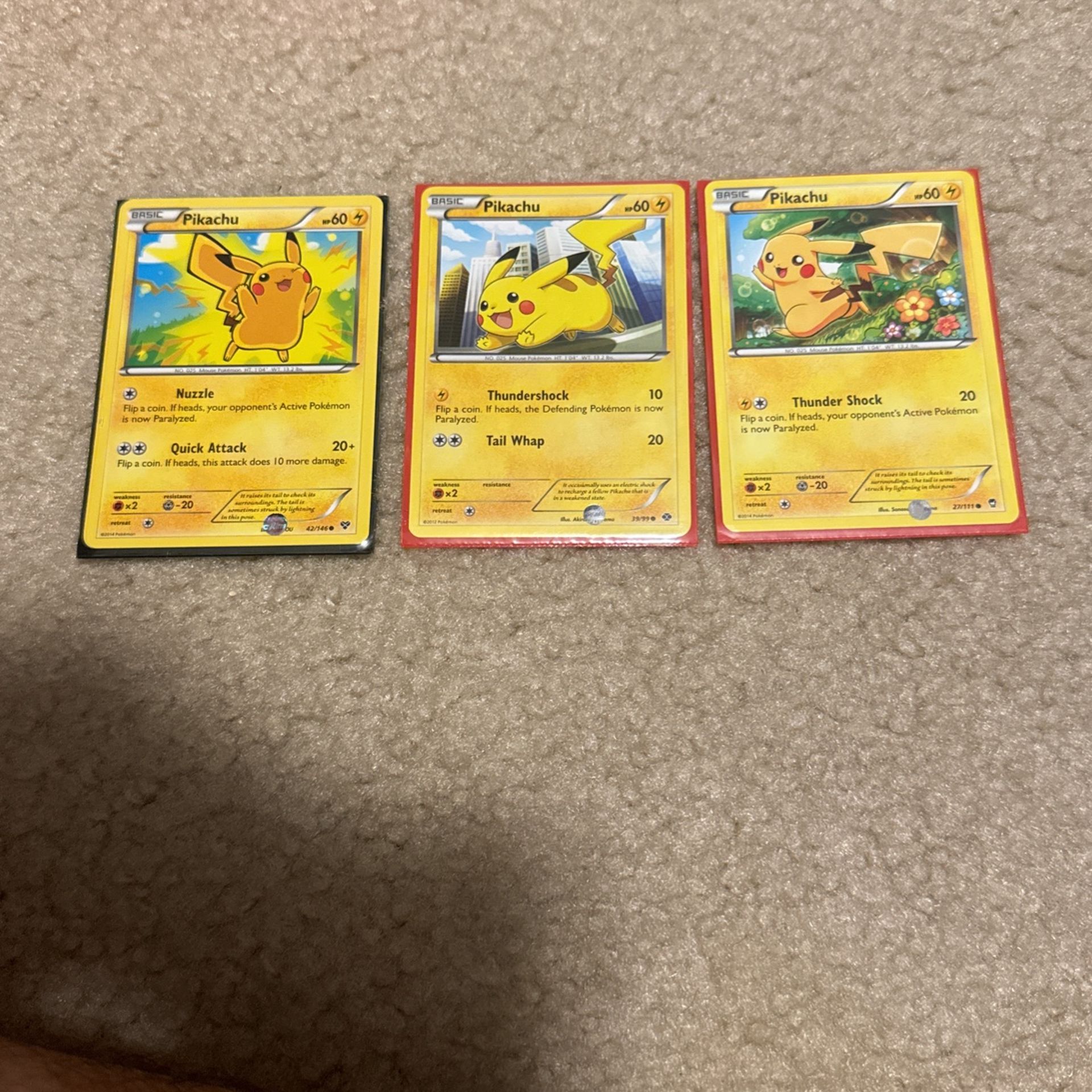 Pokemon Pikachu 3 Cards 