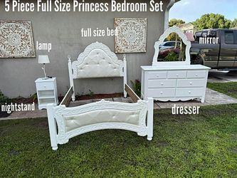5 Piece Full Size Girls Princess Bedroom Set