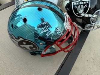 Eddie George Flex-titans-Signed NFL Full-Size Football Helmet Chrome Teal