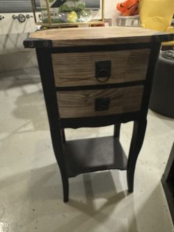 Rustic 2-Drawer Side Table / Nightstand – Wood & Metal
