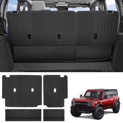 Rear Seat Back Cover Backrest Protector for 2021 2022 Ford Bronco Accessories with Velcro Split Dog Seat Liner (4 Pieces-with Folding Lip)