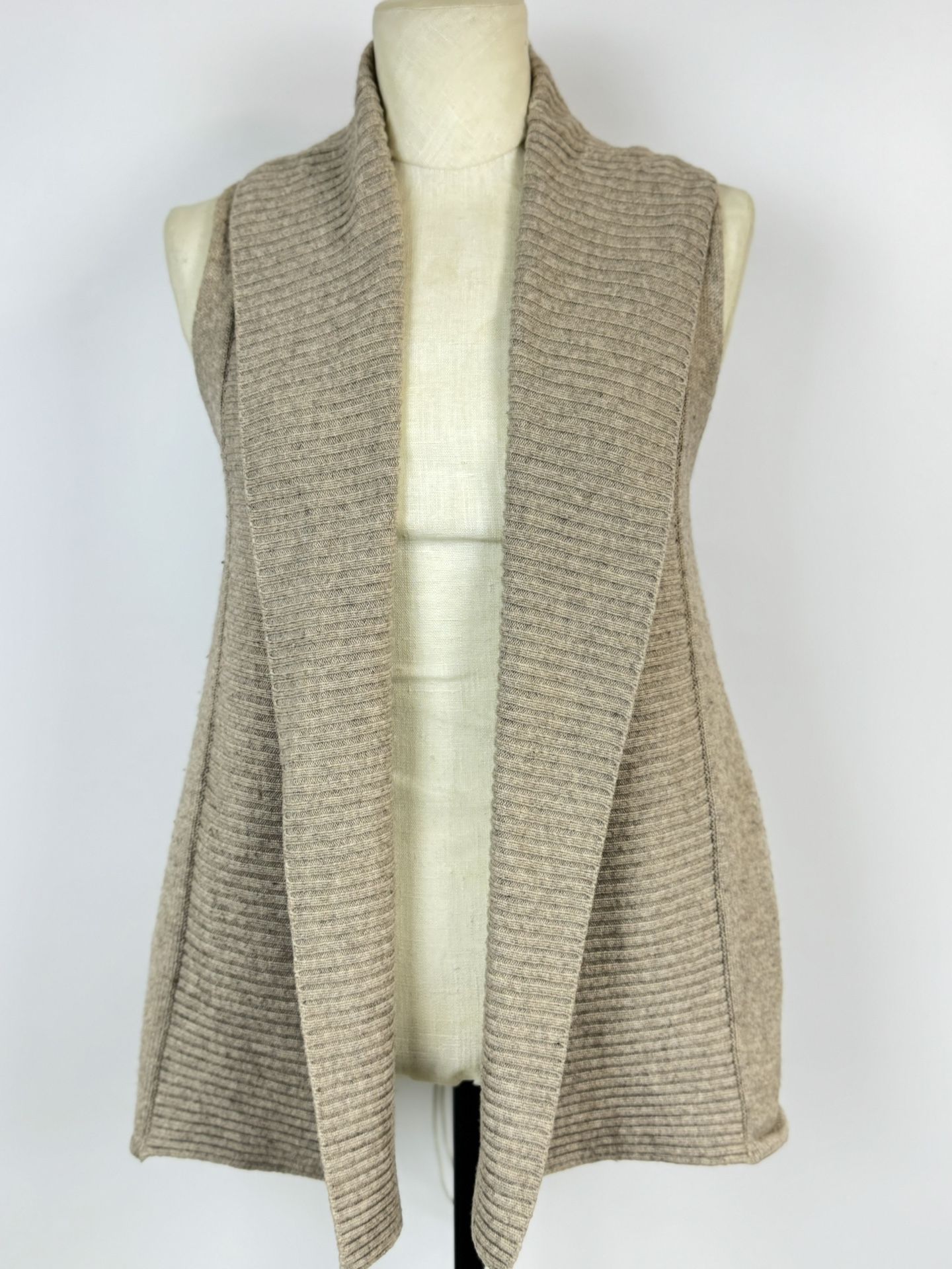 Michael Stars Beige Ribbed Open Cardigan
