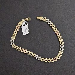 14k Gold Tri Color Bracelet 7.5 Inch