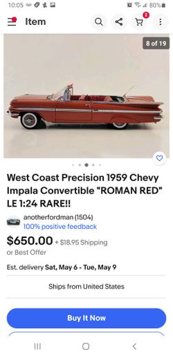 1959 Chevy Impala Convt West Coast Precision Diecast for Sale in