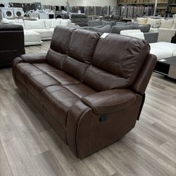 New Brown Manual Recliner Sofa 
