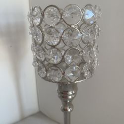 Set Of 2 Silver Candle Holders Size 11”H And 9 1/4 H