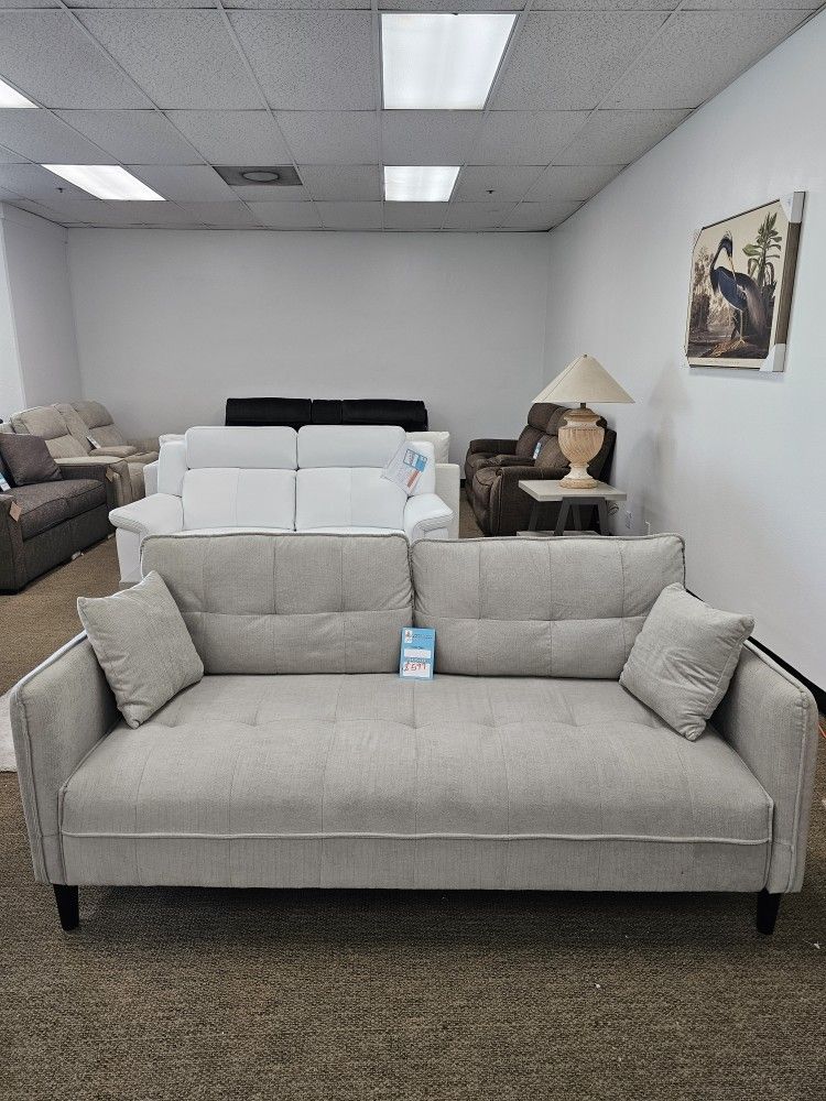 Fabric sofa w/ toss pillows 