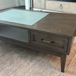 Wood & Glass Coffee Table - Grey/Greige - Modern