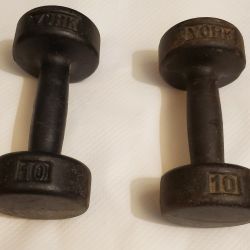 Vintage 10 lb York dumbbells