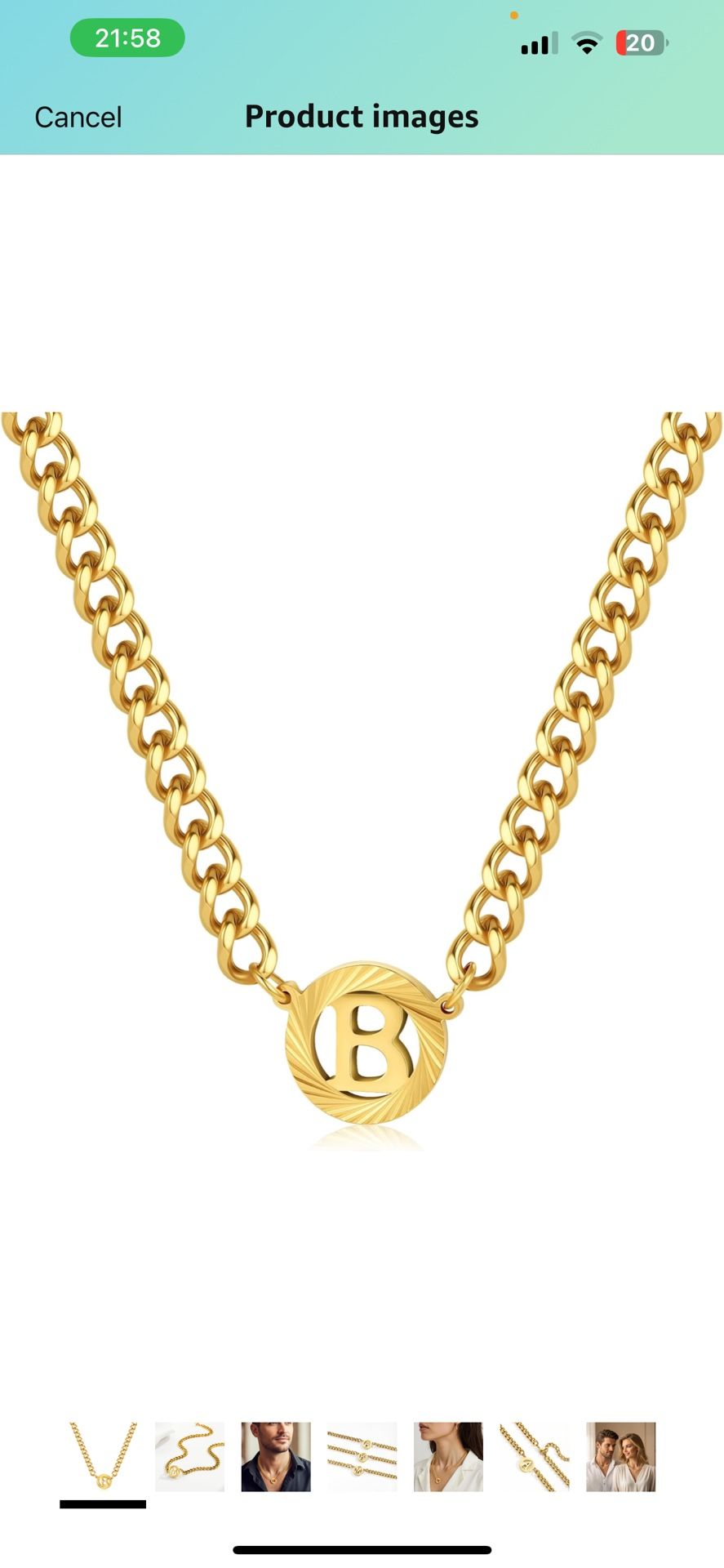 Stainless Steel 18K Gold Initial Necklace Gifts for Men Women A-Z Letter Pendant 20+3 Inch Chain Birthday Christmas Valentine Graduation Anniversaries