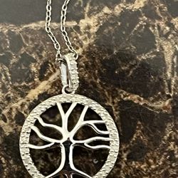 1/4 ct April Birthstone Natural Diamond Tree of Life Pendant in Sterling Silver
