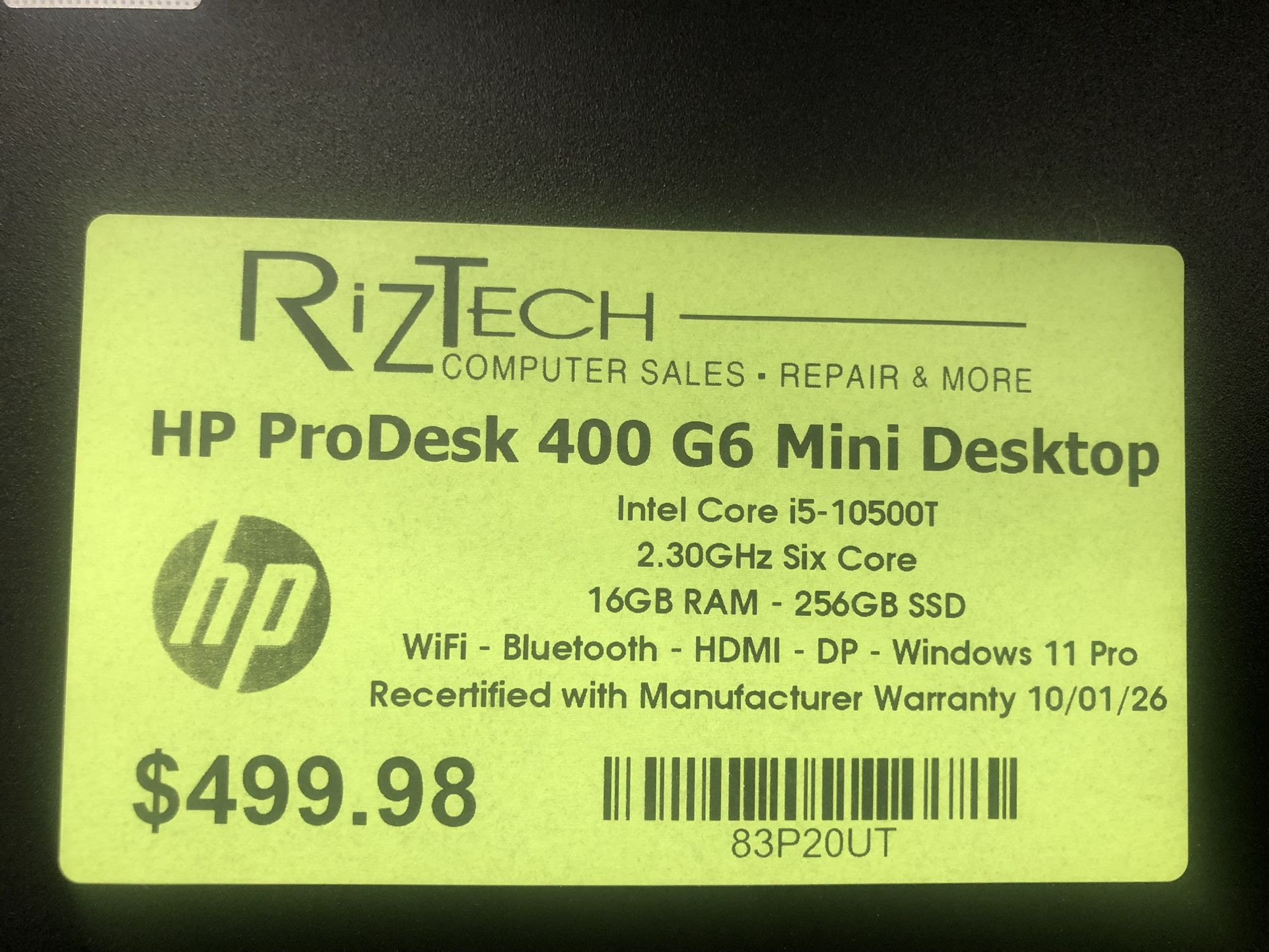 HP ProDesk 400 G6 Mini Desktop