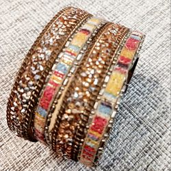 Multicolored Stone Boho Wrap Cuff Bracelet