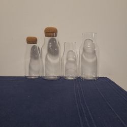 Decorative Glass And Cork Containers. 