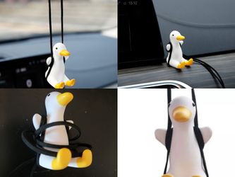 Cute Animal Car Vehicle Hanging Accessories Swinging Duck Car Hanging Ornament for Rear View Mirror Accessories and Decorate