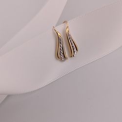 ✨ 14K Two-Tone Gold Dangle Earrings