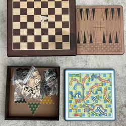 WOODEN CHESS AND MULTI GAME BOARD